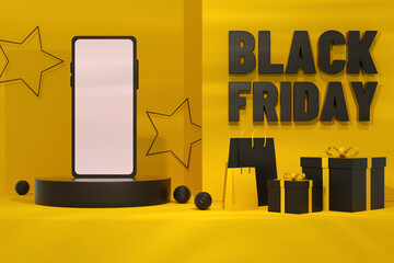 Black Friday Concept Yellow Background