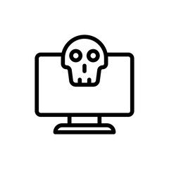 Malware cyber security icon with black outline style. malware, virus, security, computer, technology, internet, protection. Vector Illustration