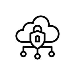 Cloud lock cyber security icon with black outline style. internet, web, cloud, lock, security, computer, technology. Vector Illustration