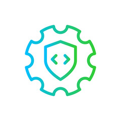 Security engineering cyber security icon with blue and green gradient outline style. security, engineering, business, symbol, technology, design, concept. Vector Illustration