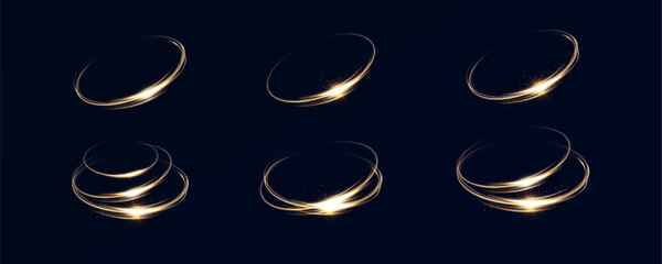 
Glowing spiral. Abstract circle lines effect. Rotating shiny rings. Glowing circular lines. Glowing ring trail.Vector.