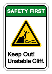 Safety First Keep Out Unstable Cliff Symbol Sign, Vector Illustration, Isolate On White Background Label. EPS10