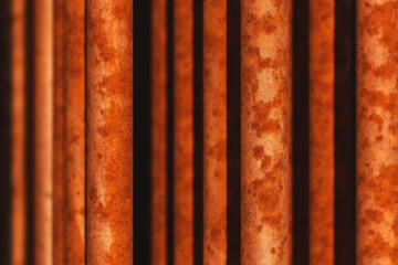 Rusty corroded metal pipes as pattern and industrial background