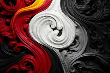 Illustration of abstract black, white and red paint background