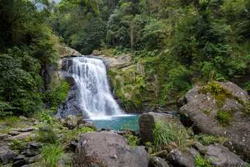 Forest waterfall in neidong national forest recreation area of taiwan