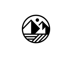 Mountain with circle border logo