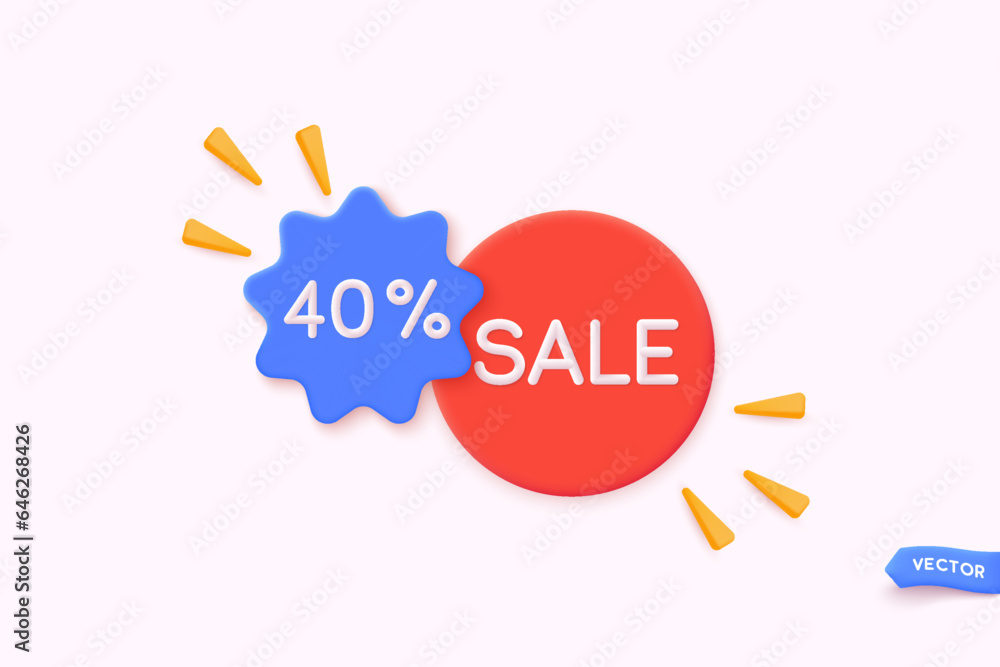Poster 3d style vector banner for sales add. red tag templates with special offers for purchase. 3d web vec