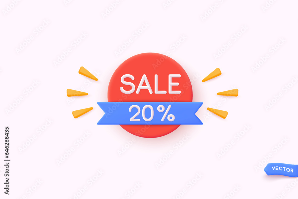 Poster 3d style vector banner for sales add. red tag templates with special offers for purchase. 3d web vec