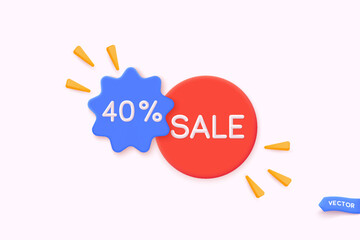 3D style vector banner for sales add. Red tag templates with special offers for purchase. 3D Web Vector Illustrations.