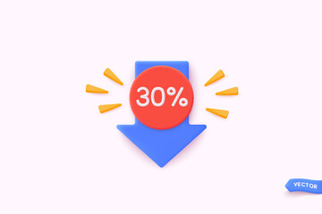 3D style vector banner for sales add. Red tag templates with special offers for purchase. 3D Web Vector Illustrations.