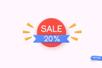 3D style vector banner for sales add. Red tag templates with special offers for purchase. 3D Web Vector Illustrations.