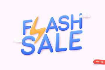 Fototapeta na wymiar Flash Sale shopping banner. 3D text on withe background. 3D Web Vector Illustrations.