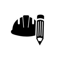 Hard Hat Pencil Icon Vector. Safety Helmet Pen Illustration. Agile Development Education Industry Logo Symbol.