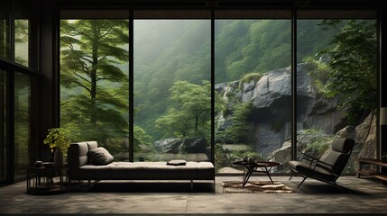 A luxurious villa interior with green trees that make your eyes comfortable