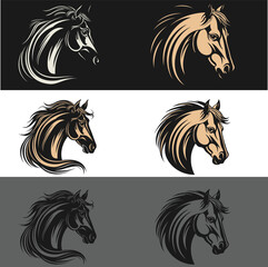Horse heads vector logo illustration