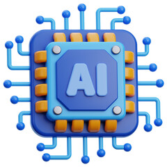 Ai Chip 3D Icon Design