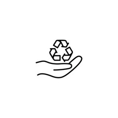 hand holds recycling sign icon vector eco ecology sign recycle icon