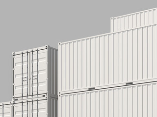 White Blank Shipping Container Stacked 3D Render Mockup
