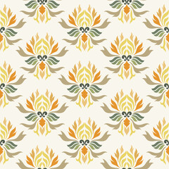 Fototapeta na wymiar Vector illustration design featuring a seamless pattern of abstract floral motifs with an ethnic style