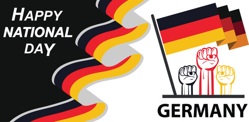Germany National day or Deutschland banner with retro abstract geometric design,Red yellow black colors Creative banner design..eps