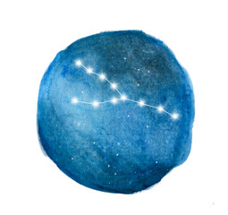 Taurus constellation icon of zodiac sign Taurus in cosmic stars space.