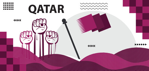 Qatar national day banner , Doha people. Arab Sports Games Supporters, qatar national day banner celebration. 