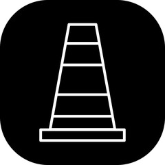 Cone safety icon with black filled outline cone, symbol, sign, design, construction, isolated, road. Vector illustration