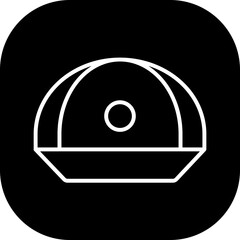 Helmet safety icon with black filled outline. helmet, symbol, safety, worker, sign, equipment, construction. Vector illustration