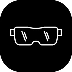 Safety glass safety icon with black filled outline safety, glass, symbol, sign, design, protective, protection. Vector illustration