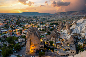 Goreme Town evening view in Turkey
