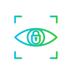 Security safety icon with blue and green gradient outline. security, protection, safety, shield, secure, password, lock. Vector illustration