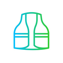 Vest safety icon with blue and green gradient outline. vest, outline, line, industry, safety, equipment, wear. Vector illustration