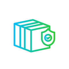 Courier safety icon with blue and green gradient outline. delivery, courier, package, service, shipping, truck, transportation. Vector illustration