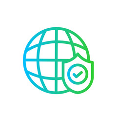 Browser safety icon with blue and green gradient outline. browser, internet, symbol, network, website, sign, web. Vector illustration