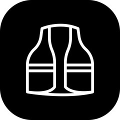 Vest safety icon with black filled line outline. vest, outline, line, industry, safety, equipment, wear. Vector illustration