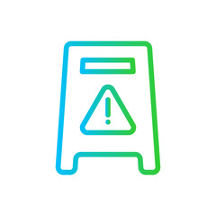 Hazard sign safety icon with blue and green gradient outline style. sign, caution, hazard, symbol, safety, danger, attention. Vector Illustration