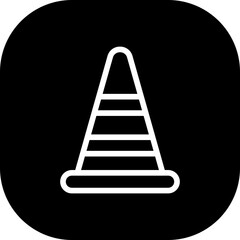 Traffic cone safety icon with black filled line outline style. cone, construction, symbol, warning, object, isolated, stop. Vector Illustration