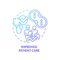 2D gradient blue icon improved patient care concept, isolated vector, health interoperability resources thin line illustration.