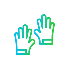 Rubber gloves safety icon with blue and green gradient outline hand, protection, safety, health, gloves, protective, medical. Vector illustration