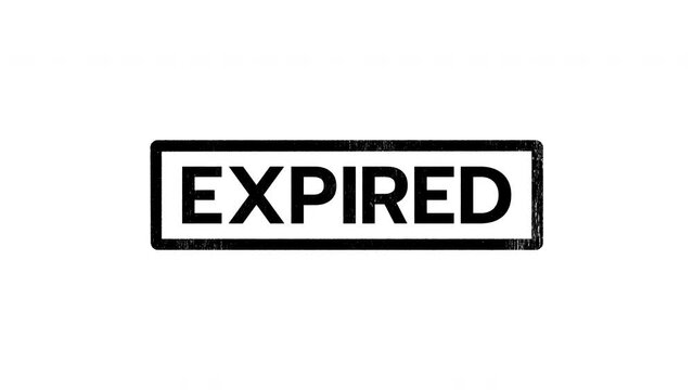 Stamping animation of an "EXPIRED" Rubber stamp with a grunge texture, transparent background, alpha channel included.