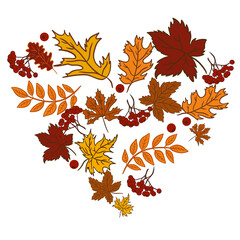 Obraz premium Fall Leaves In Heart Shape