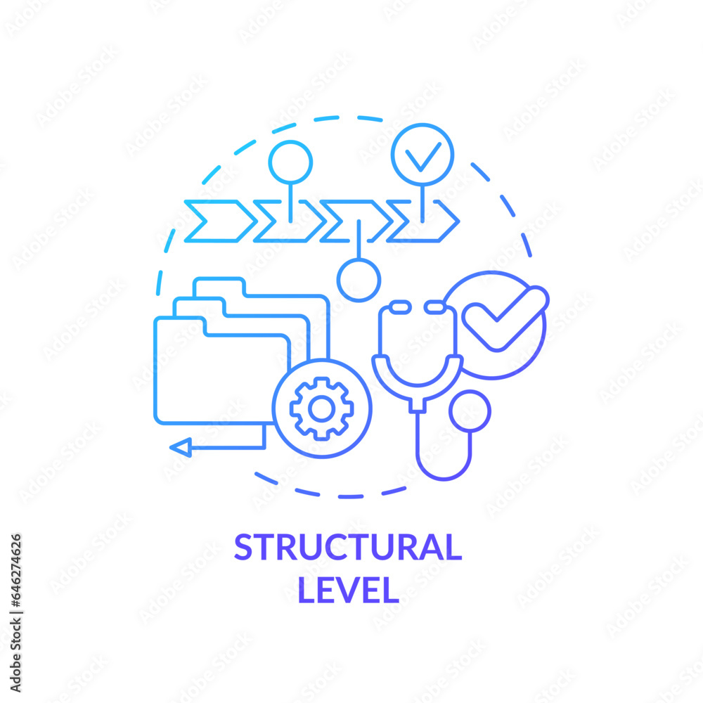 Poster 2d gradient blue icon structural level concept, isolated vector, health interoperability resources t