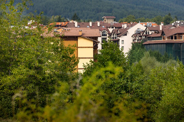 Obraz premium Bansko, Bulgaria summer aerial town panorama of bulgarian all season resort
