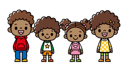 Cute illustration of a black boy and girl