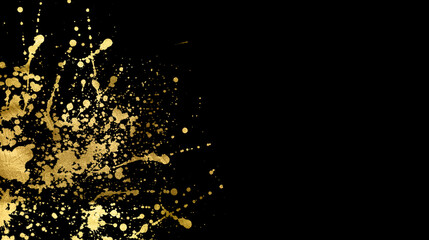 Fototapeta premium Gold sparkle splatter banner. Gold element Gold Foil Frame Gold brush stroke on transparent background for wedding invitation.