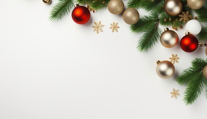 Christmas composition flatlay. decorative border.  Festive background.