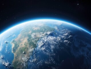 Fototapeta na wymiar Vibrant Blue Earth Wallpaper with Green Globe in Galactic Background