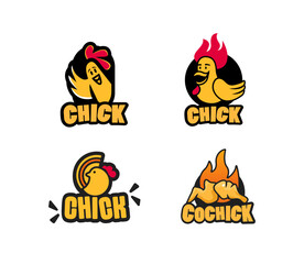 Set of chicken or  fried chicken logo design