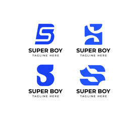 Set of Letter SB or BS logo design template
