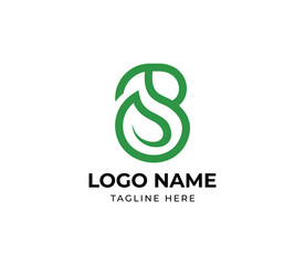 Letter B monoline logo with leaf